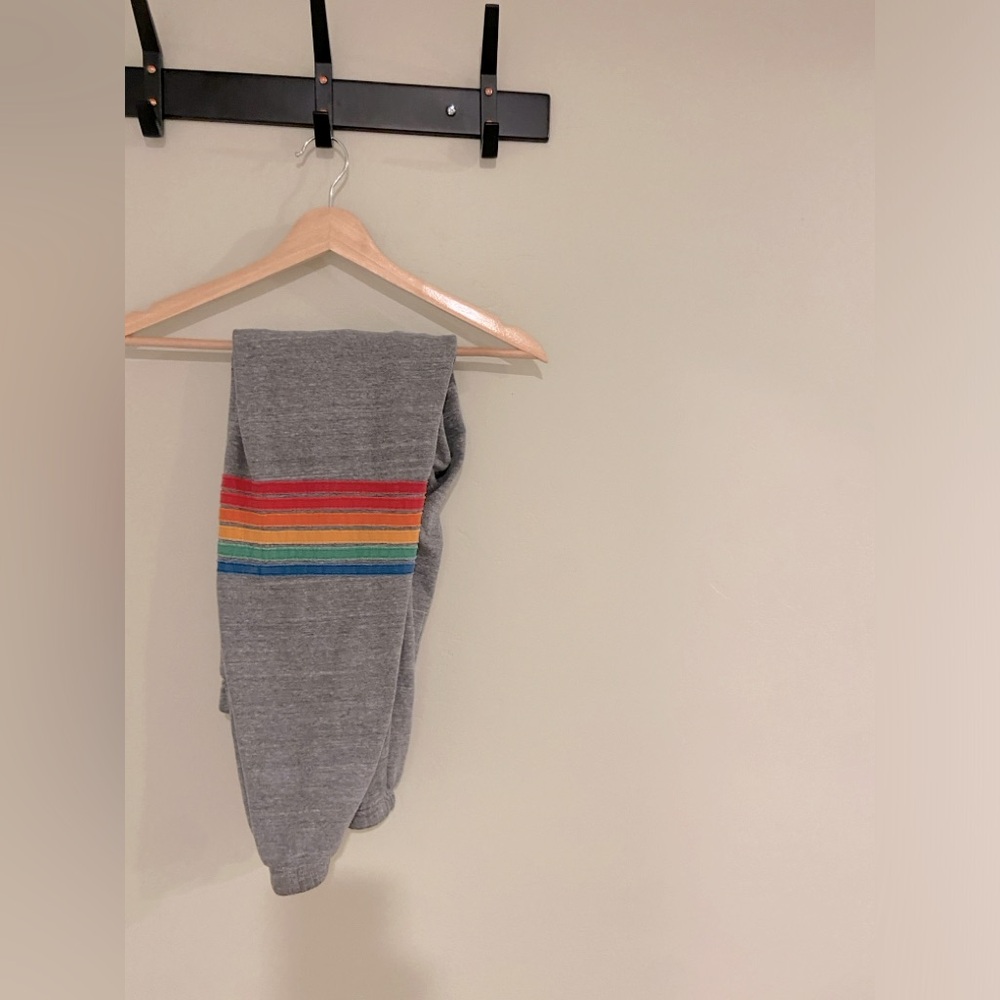 Aviator Nation Sweats - Grey and Rainbow - Size Large